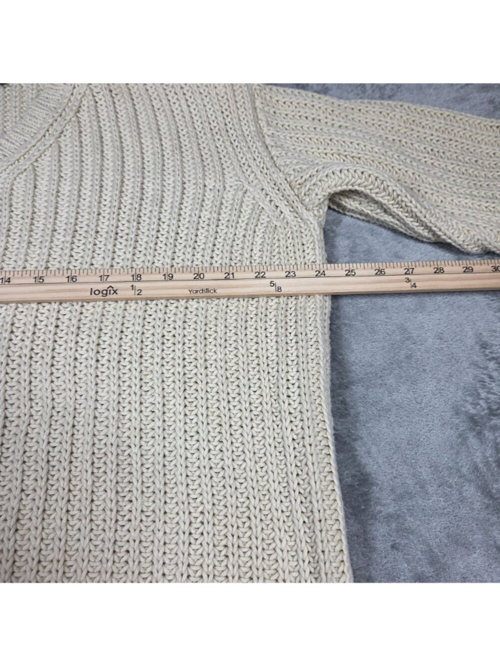 Jenni Kayne Sweater XS Cream 100% Organic Cotton Cable Knit Oversized Minimalist - Picture 8 of 9